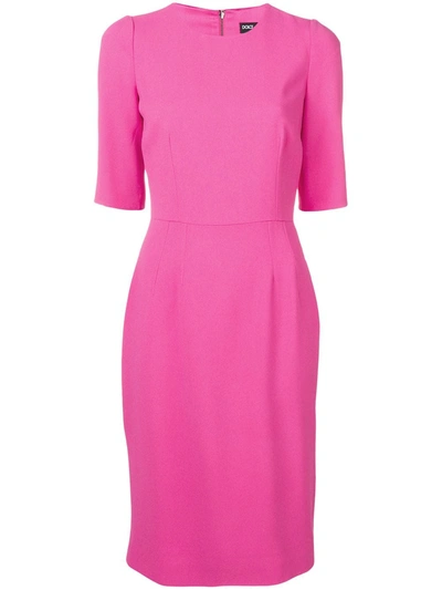 Shop Dolce & Gabbana Shortsleeved Midi Dress In Pink