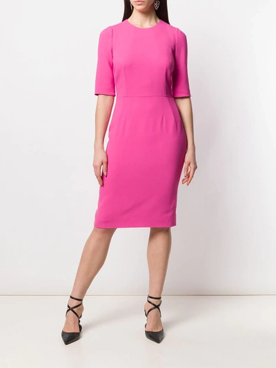 Shop Dolce & Gabbana Shortsleeved Midi Dress In Pink