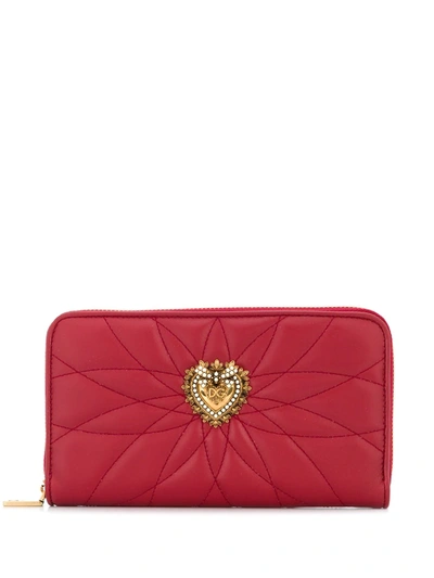 Shop Dolce & Gabbana Devotion Continental Zipped Wallet In Red