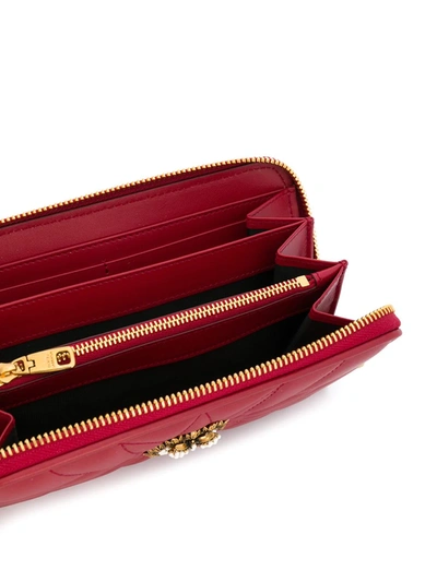 Shop Dolce & Gabbana Devotion Zip-around Wallet In Red