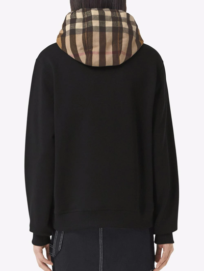 Shop Burberry Vintage-check Cotton Hoodie In Black