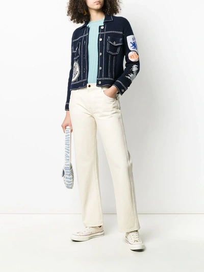 Barrie Patched Knitted Jacket In Blue