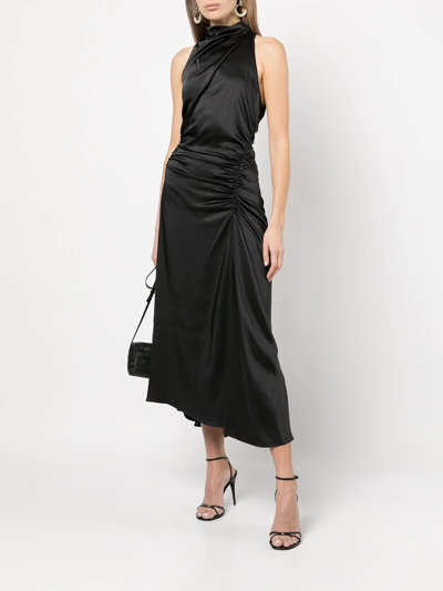 Shop A.l.c Inez Ruched Midi Dress In Black