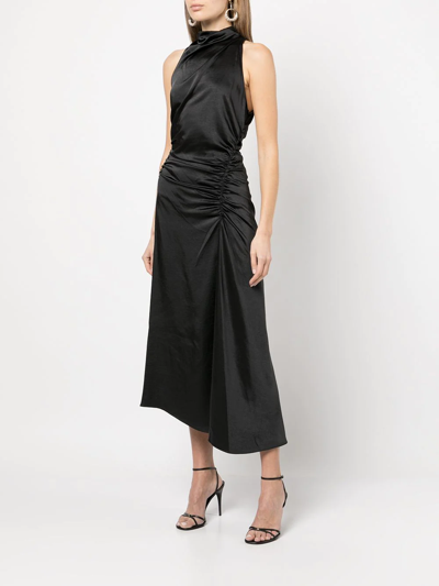 Shop A.l.c Inez Ruched Midi Dress In Black