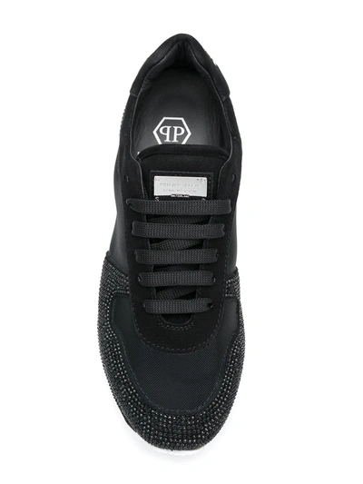 Shop Philipp Plein Mesh Panel Lace-up Sneakers In Black