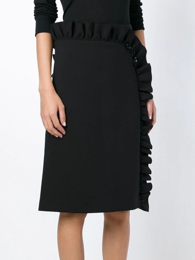Shop Simone Rocha Frilled Straight Skirt In Black
