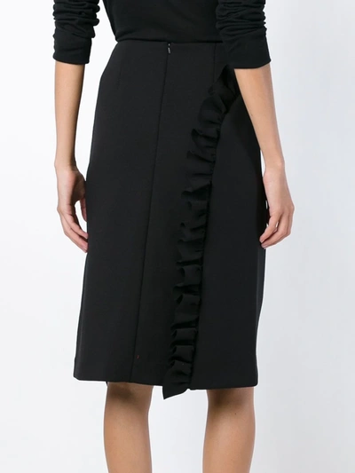 Shop Simone Rocha Frilled Straight Skirt In Black