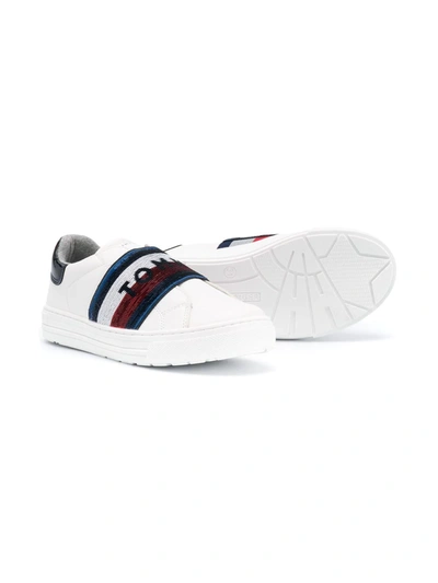 Shop Tommy Hilfiger Junior Sequin Logo Sneakers In White