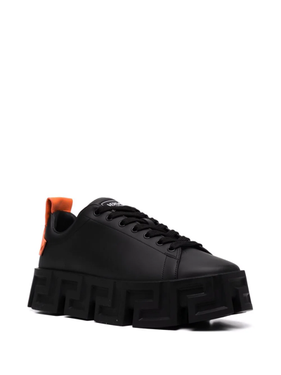 Shop Versace Greca Low-top Sneakers In Black