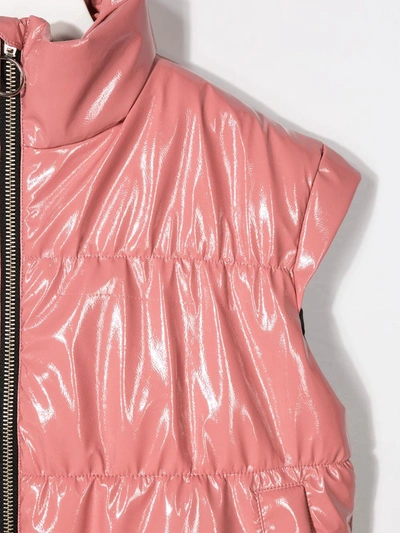 Shop Andorine Leather Look Gilet In Pink