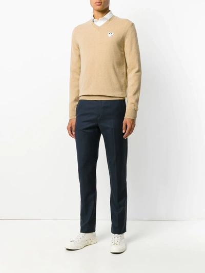 Comme Des Garçons Play V-neck Jumper In Neutrals