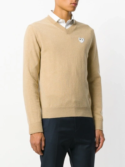 Comme Des Garçons Play V-neck Jumper In Neutrals