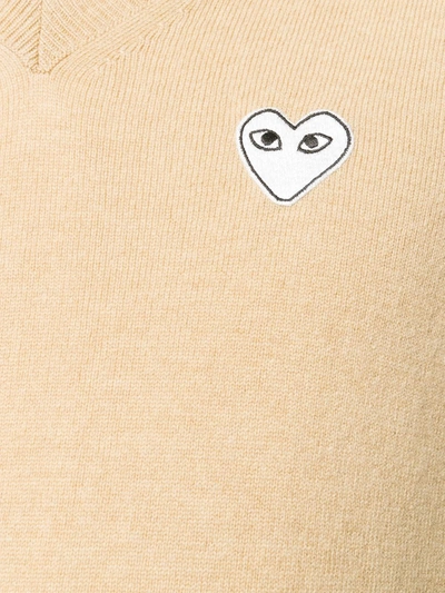 Comme Des Garçons Play V-neck Jumper In Neutrals