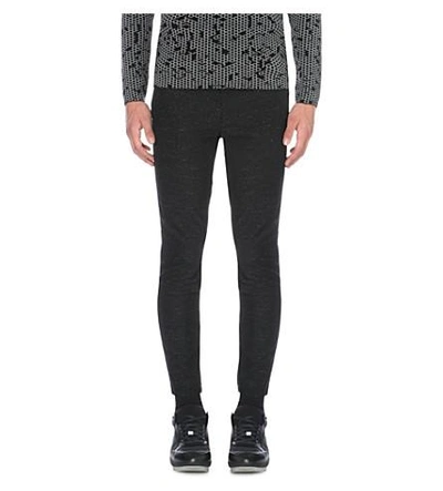 Shop Lanvin Flecked Wool-blend Trousers In Black White