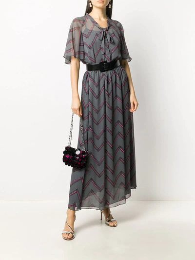Emporio Armani Tie-front Zigzag Blouse In Grey