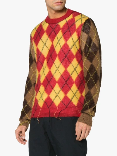Shop Marni Argyle Colour Blocked Sweater In Multicolour