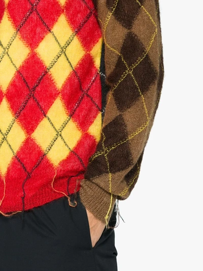 Shop Marni Argyle Colour Blocked Sweater In Multicolour