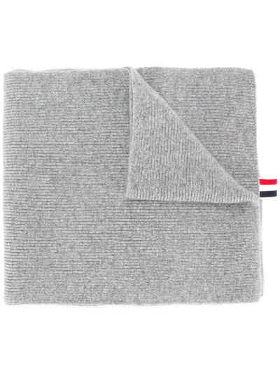 Shop Thom Browne 4-bar Stripe Scarf In Grey