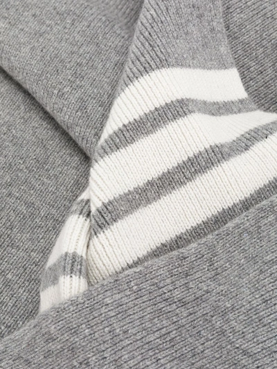 Thom Browne Adjustable Ribbed Striped Scarf In Grey