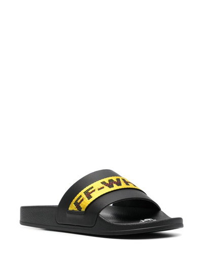 Shop Off-white Industrial Tape Slides In Black ,yellow