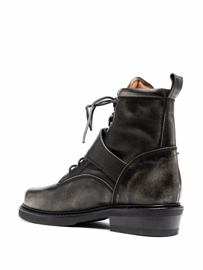 Shop Buttero Distressed-finish Leather Ankle Boots In Black