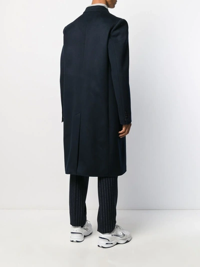 Shop Golden Goose Double Breasted Midi Coat In Blue