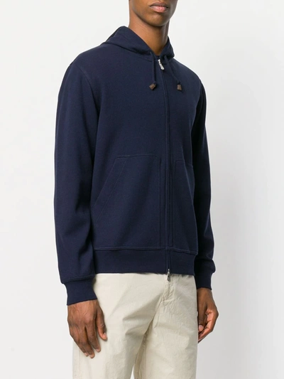 Shop Brunello Cucinelli Zipped Front Hoodie In Blue