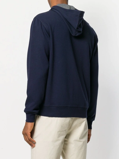 Shop Brunello Cucinelli Zipped Front Hoodie In Blue