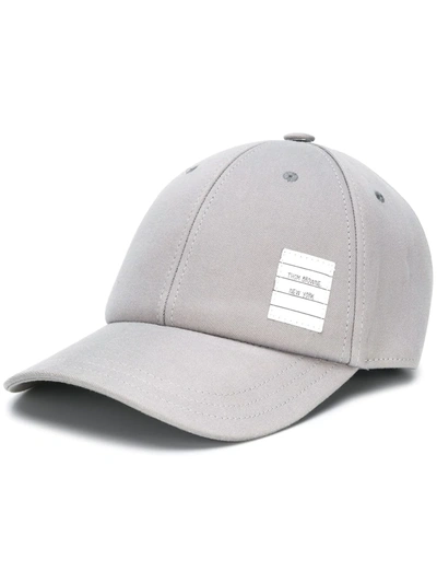 Shop Thom Browne Logo-appliqué Cotton Baseball Cap In Grey