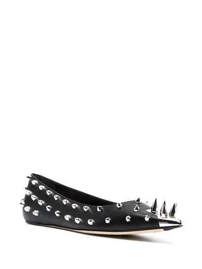 Shop Alexander Mcqueen Spike Stud Ballerina Shoes In Black