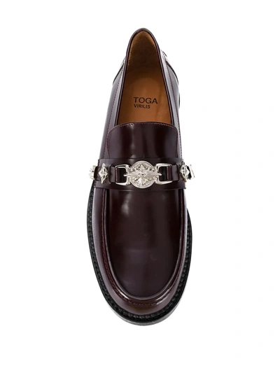 Toga Virilis Hardware Embellished Low Heel Loafers In Red