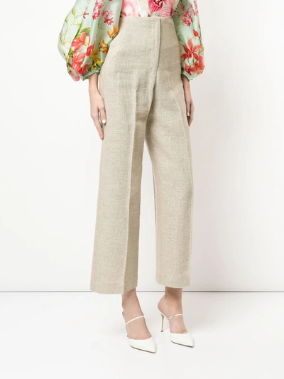 Shop Bambah Sparkle Tailored Trousers In Brown