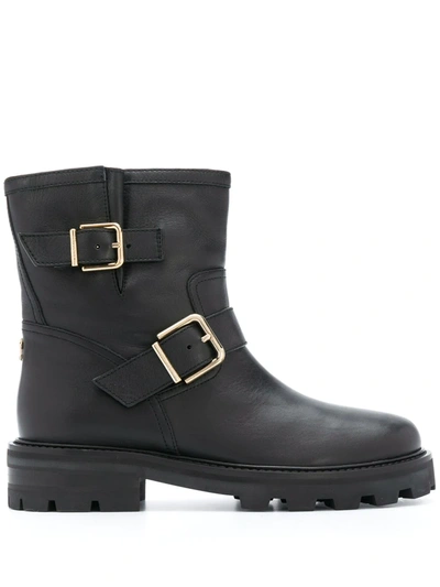 Shop Jimmy Choo Youth Buckle Ankle Boots In Black