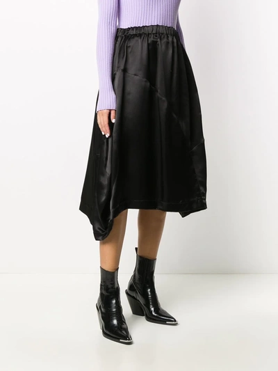 Shop Comme Des Garçons Comme Des Garçons Asymmetric Draped Midi Skirt In Black