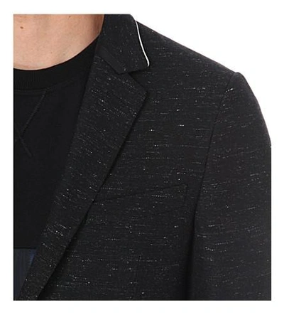 Shop Lanvin Flecked Wool And Linen-blend Jacket In Black White