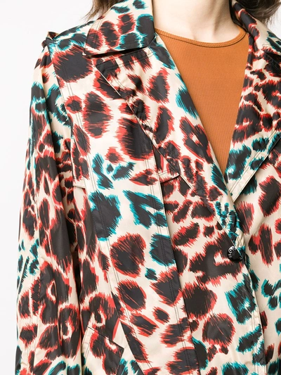Shop Moncler Leopard Print Trench Coat In Neutrals