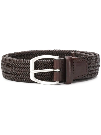 Shop Orciani Braided Style Buckled Belt In Brown