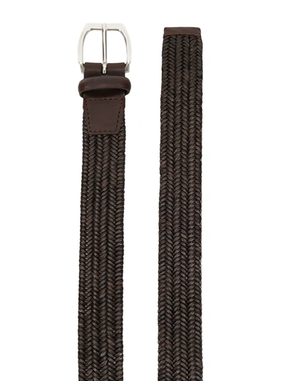 Shop Orciani Braided Style Buckled Belt In Brown