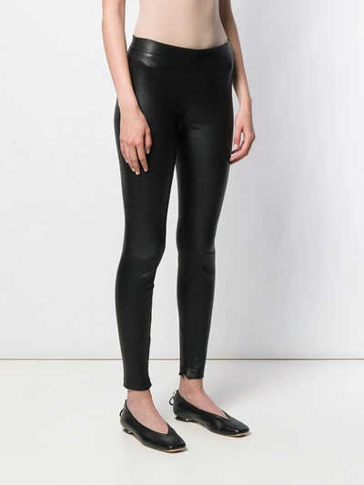Shop Vince Slim Fit Leather Trousers In Black