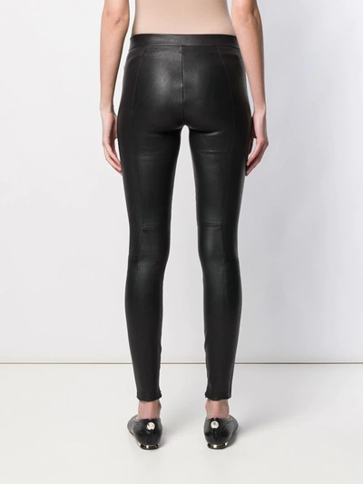 Vince Zipped-detail Stretch-leather Leggings In Black | ModeSens
