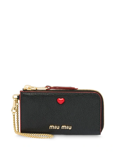 Shop Miu Miu Madras Love Wallet In Black