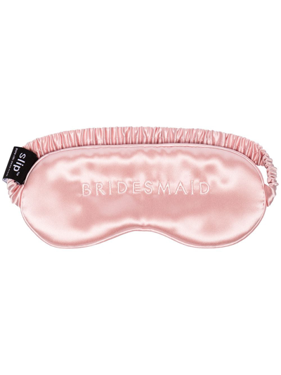 Shop Slip Silk Bridesmaid Embroidered Sleep Mask In Pink