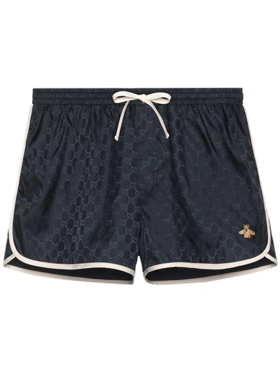 Shop Gucci Gg Supreme Swim Shorts In Blue