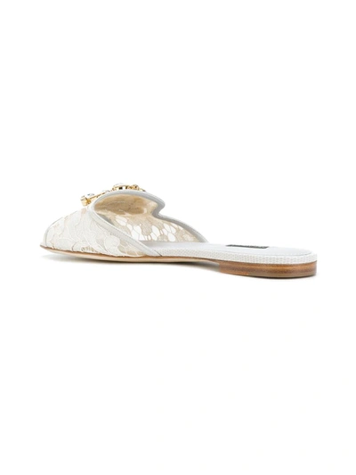 Dolce & Gabbana Rainbow Lace Brooch-detail Sandals In Grey