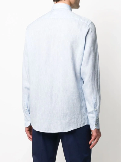 Shop Ermenegildo Zegna Linen Dress Shirt In Blue