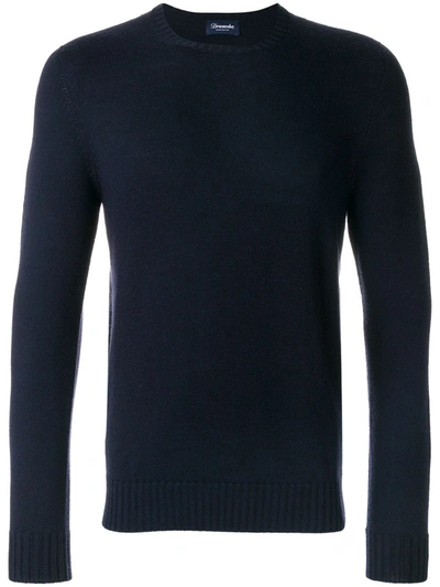 Drumohr Rib-trimmed Cashmere Jumper In Blue