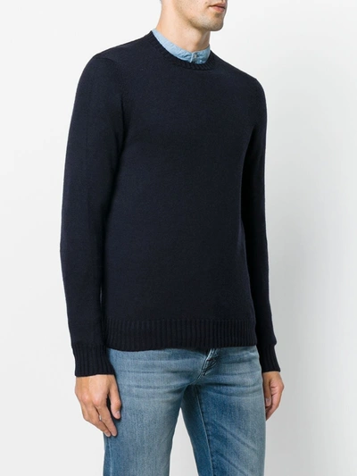 Drumohr Rib-trimmed Cashmere Jumper In Blue