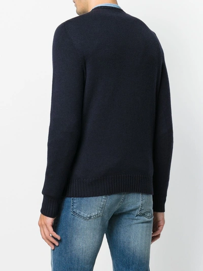 Drumohr Rib-trimmed Cashmere Jumper In Blue