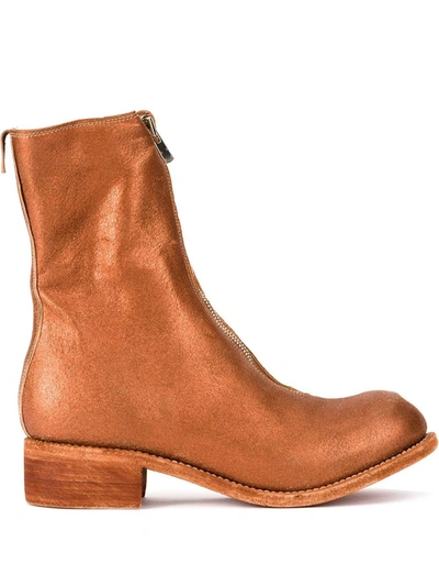Guidi Front Zipped Boots In Yellow