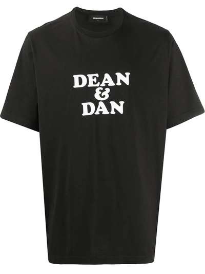 Shop Dsquared2 Dean & Dan Print T-shirt In Black